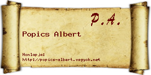 Popics Albert névjegykártya